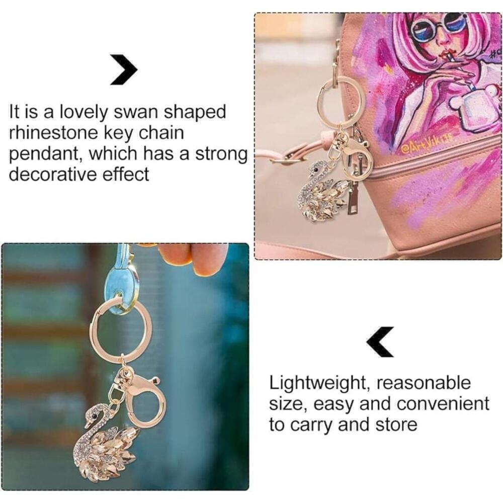 Swan Shaped Keychain In Gold - Picture 6 of 9